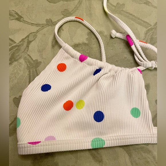 New Topshop White Colorful Polka-Dot Swimsuit Bikini Top Separates US 10 UK 14 - Picture 5 of 13